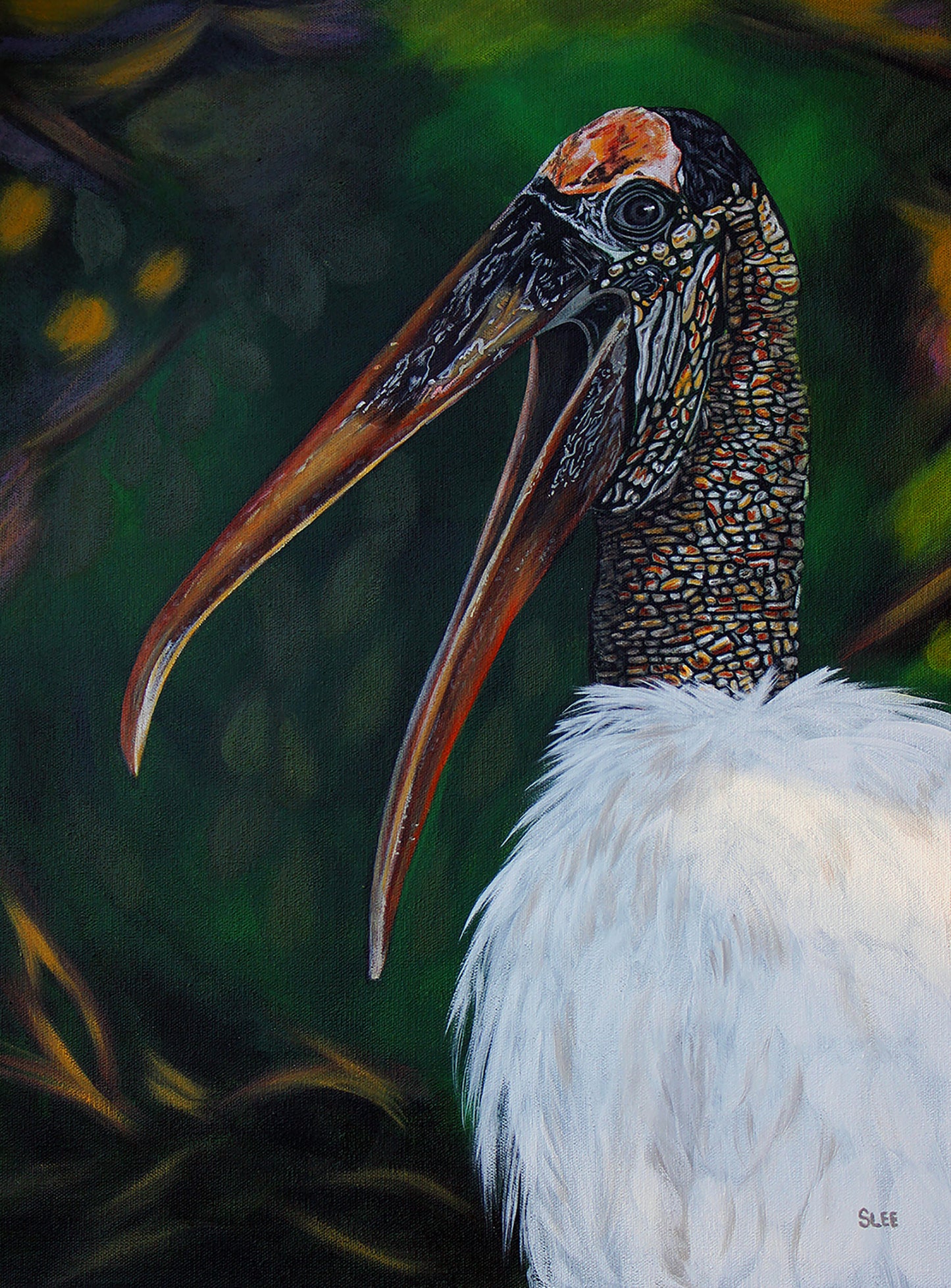 Wood Stork original acrylic painting on canvas by Sheryl Lee