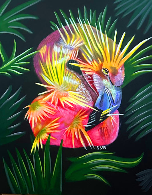 Flamingo original acrylic painting on canvas by Sheryl Lee