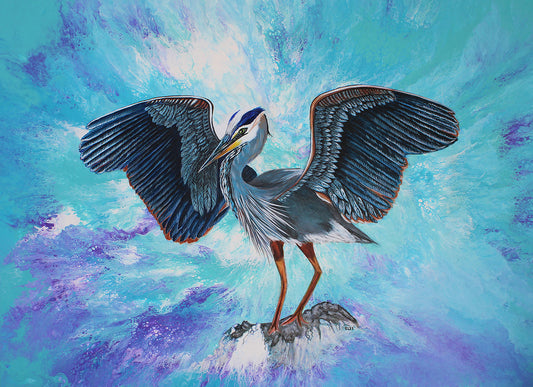 "Freedom" Great Blue Heron original acrylic painting by Sheryl Lee