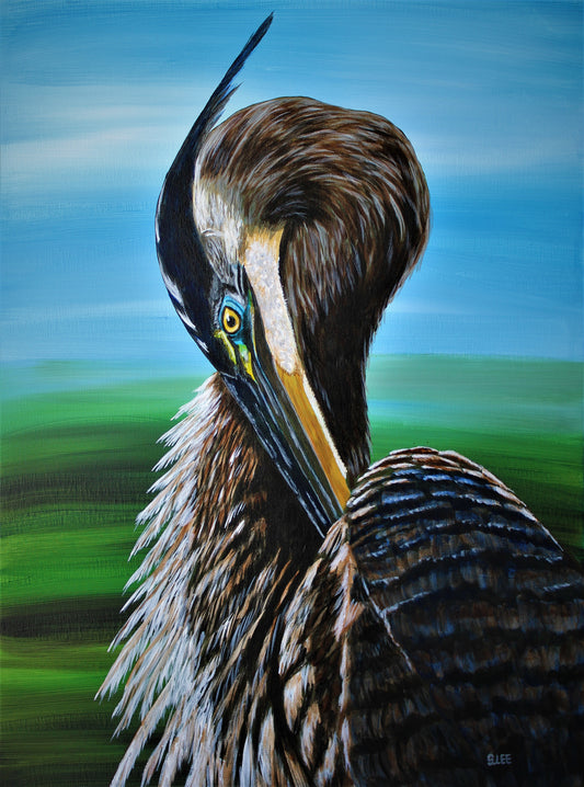 Great Blue Heron original acrylic painting on canvas by Sheryl Lee