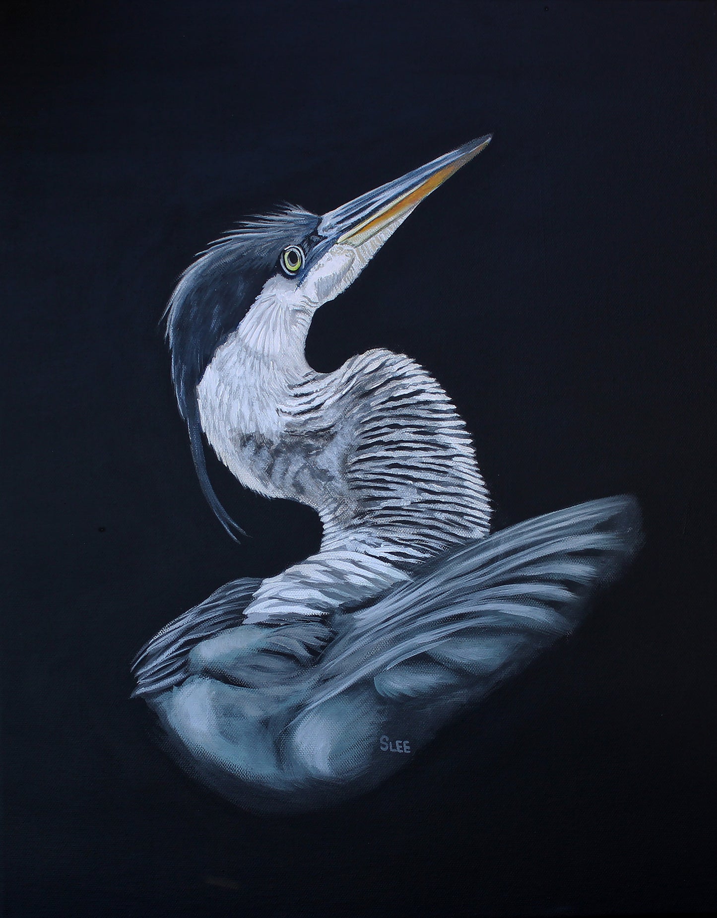 Great Blue Heron original acrylic painting on canvas by Sheryl Lee