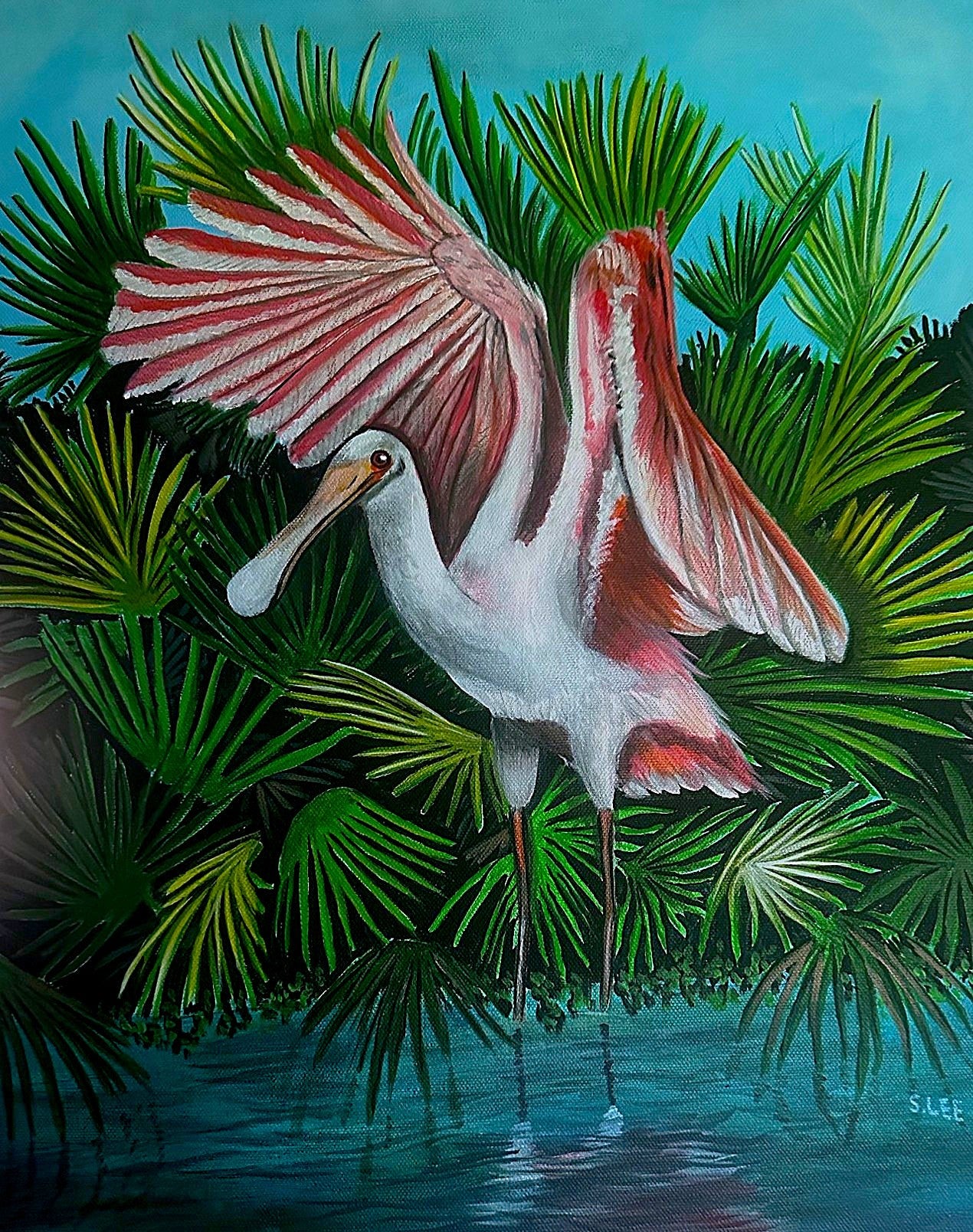 Roseate Spoonbill in Palmetto