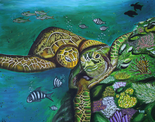 "Turtle Love" original acrylic painting by Sheryl Lee