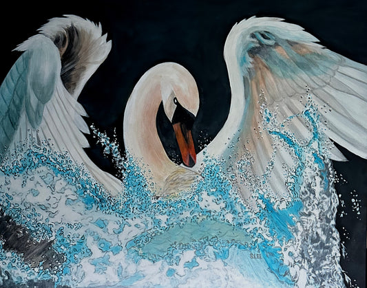 "Swan Splash" Original Acrylic Painting by Sheryl Lee