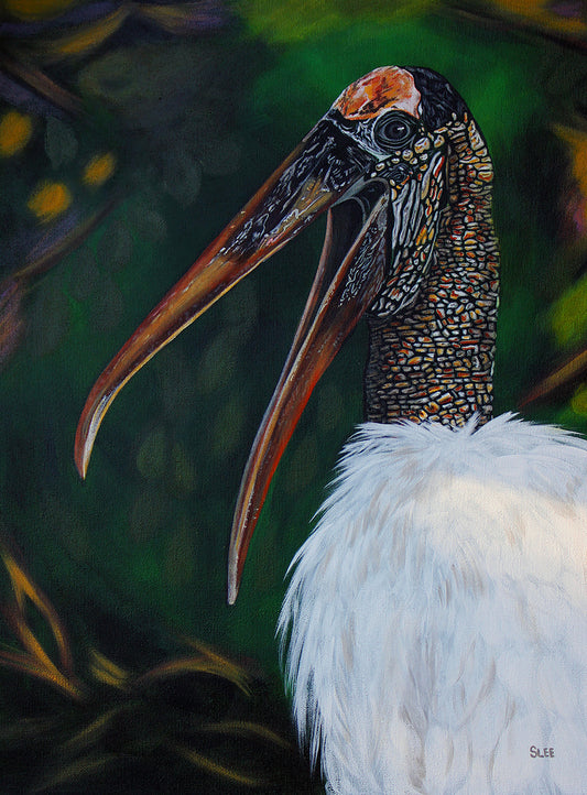 Wood Stork original acrylic painting on canvas by Sheryl Lee